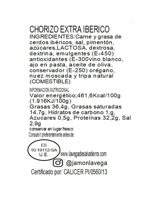 Chorizo ibérico cular Guijuelo