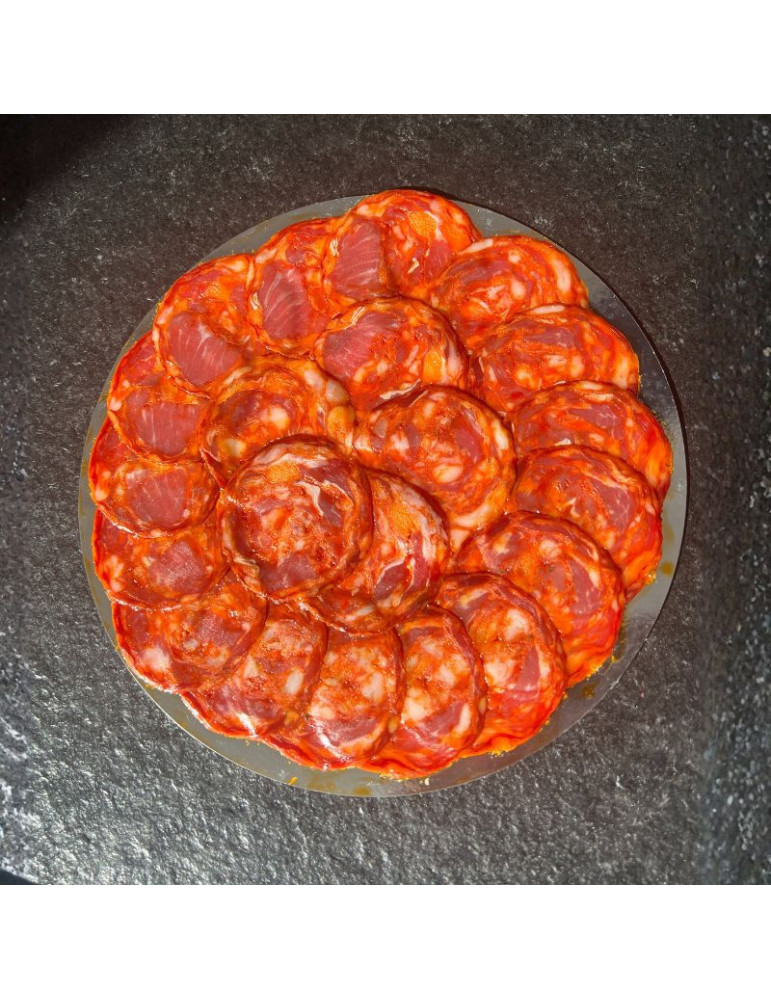 10 platos de chorizo ibérico envasado