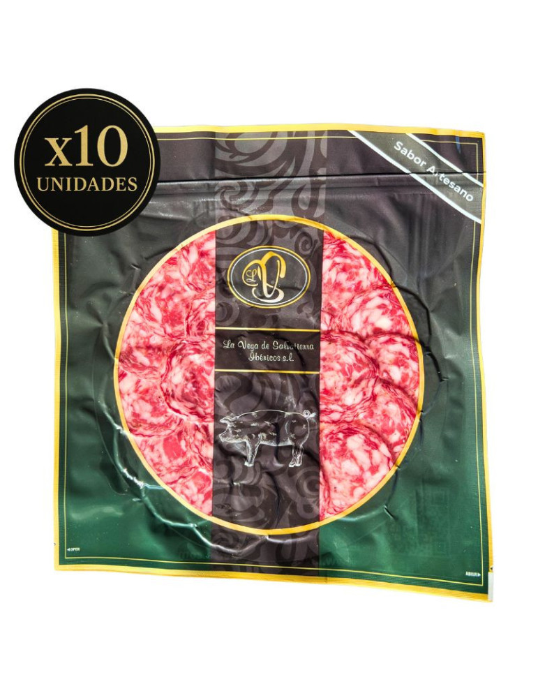 10 platos de salchichón ibérico cortado